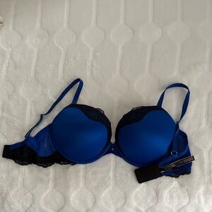 Victoria's Secret Blue and Black Lace Bra